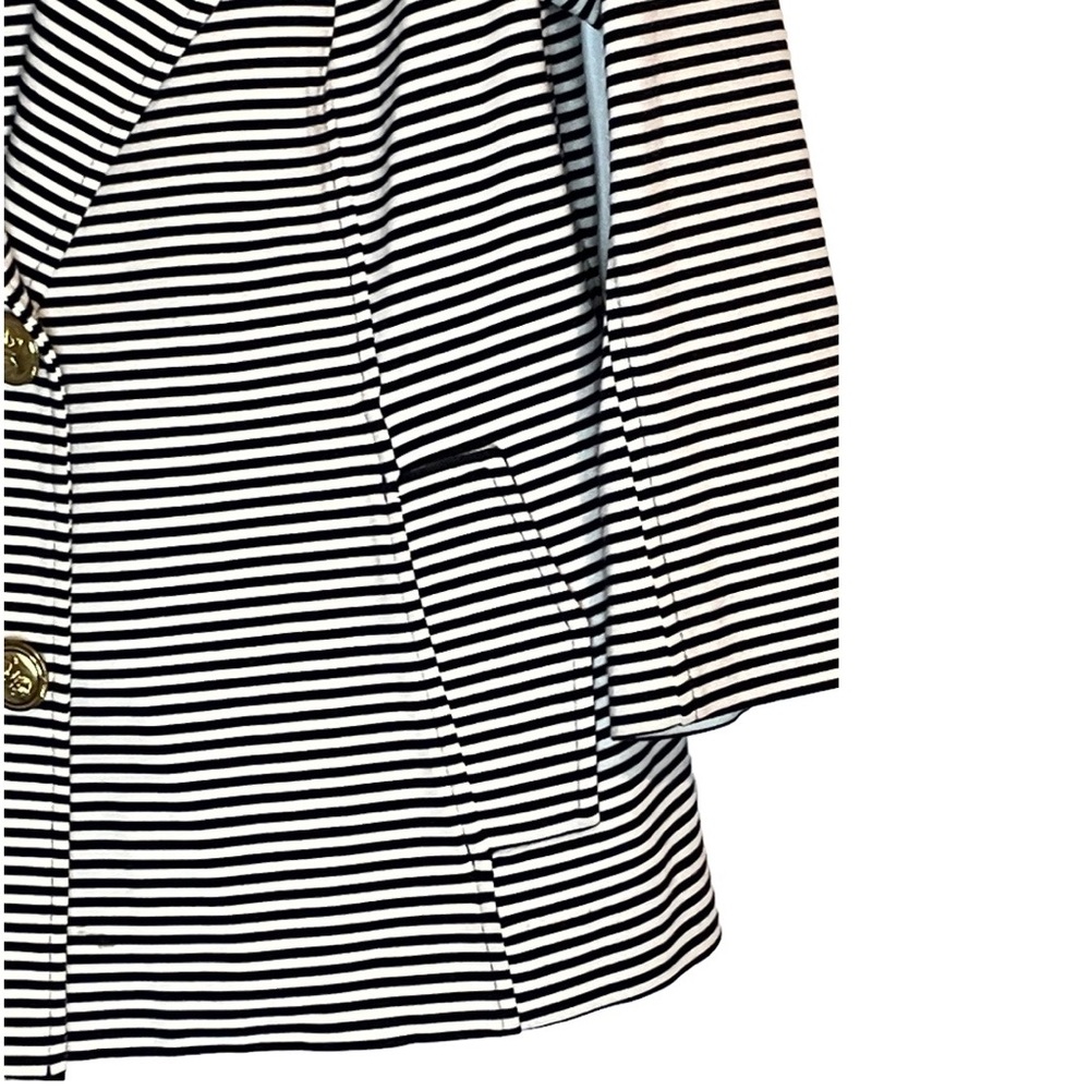 CAbi #823 Striped Life Jacket Nautical Double Breasted Gold Anchor Button Blazer - Picture 5 of 13